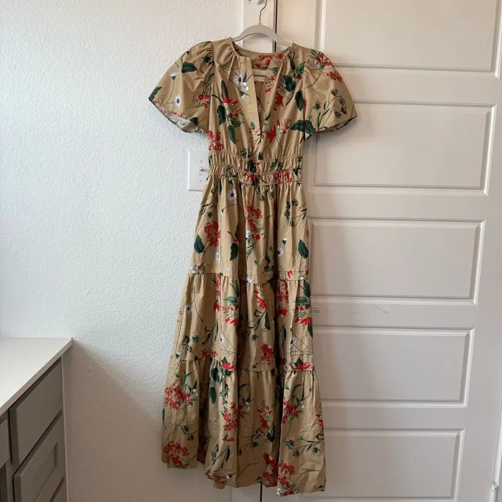 Anthro Somerset Khaki Floral Dress - Picture 4 of 7